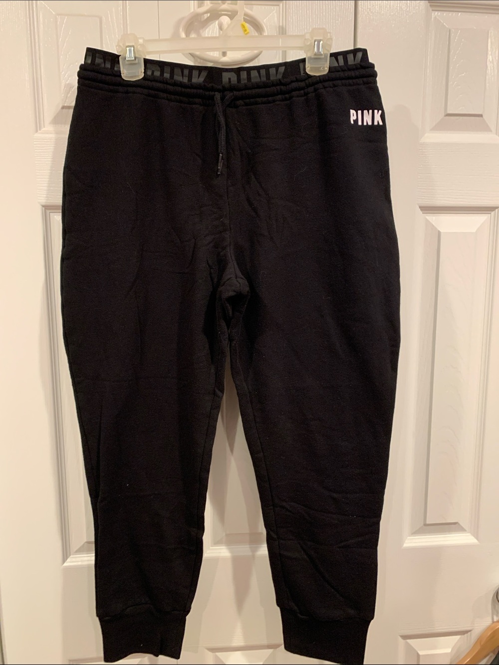 PINK Victoria's Secret Black Fleece Top with Label Detail